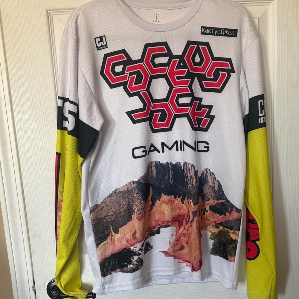 Travis Scott White and Yellow Graphic Long Sleeve Tee